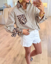 Load image into Gallery viewer, Leopard & Striped Patchwork Shirt