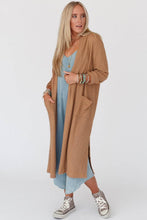 Load image into Gallery viewer, Chestnut Long Waffle Knit Cardigan with Pockets
