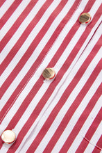 Load image into Gallery viewer, Red Stripe Patched Pocket Side Slit Loose Shirt