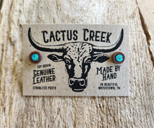 Load image into Gallery viewer, "Tanya" Turquoise-Inspired Leather Post Earrings