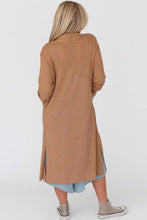 Load image into Gallery viewer, Chestnut Long Waffle Knit Cardigan with Pockets