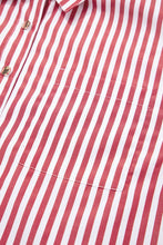 Load image into Gallery viewer, Red Stripe Patched Pocket Side Slit Loose Shirt
