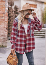 Load image into Gallery viewer, Women&#39;s Flannel Checked Jacket Hooded Casual Shirt
