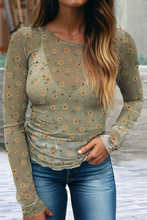 Load image into Gallery viewer, Vintage Floral Print Southern Style Mesh Long Sleeve Top
