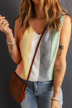 Load image into Gallery viewer, Multicolor Color Block V-Neck Waffle Knit Tank Top
