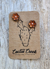 Load image into Gallery viewer, Cactus Flower Genuine Leather Earrings
