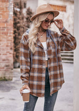 Load image into Gallery viewer, Women&#39;s Flannel Checked Jacket Hooded Casual Shirt
