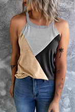 Load image into Gallery viewer, Light French Beige Geometric Color Block Sleeveless Top
