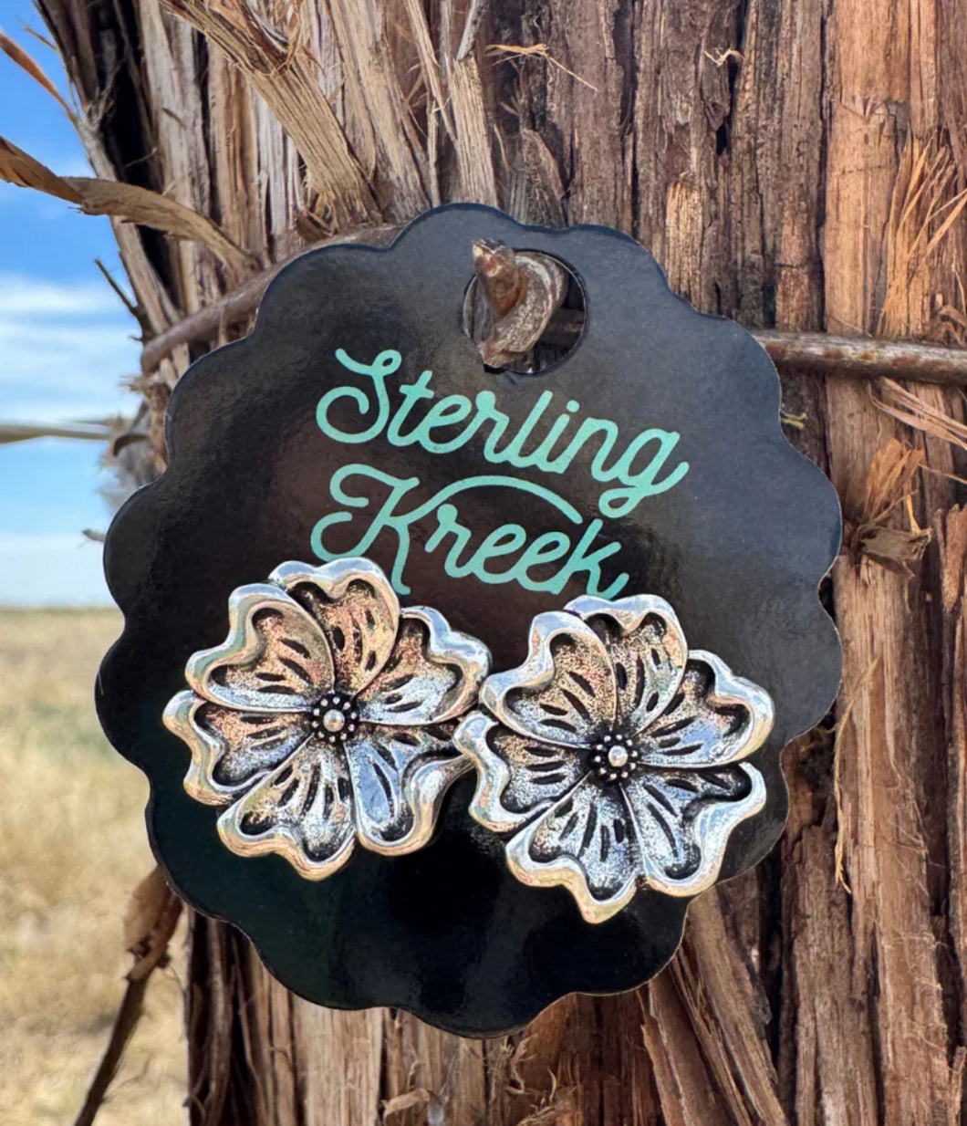 Tooled Flower Studs