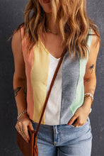 Load image into Gallery viewer, Multicolor Color Block V-Neck Waffle Knit Tank Top
