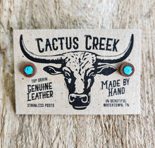 Load image into Gallery viewer, "Tanya" Turquoise-Inspired Leather Post Earrings
